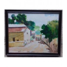 Beautiful  Village Water Color on Canvas